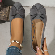 Clarisse Duvernois | Grey Bow Detail Orthopedic Ballet Flats