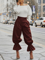 Odile Fenwick | Ruffled-Hem Wide-Leg Trousers For Women
