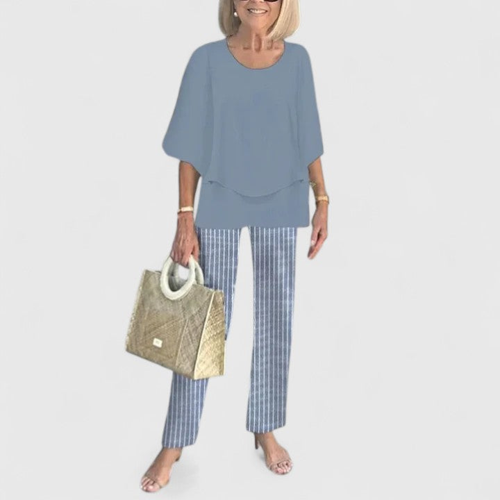 Corinne Valbelle | Floral Print Wide-Leg Pants Matching Set