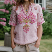 Marguerite Delacroix | Floral Embroidered Boho Blouse For Women