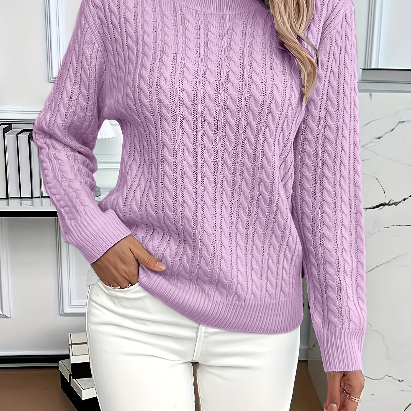 Simone Aldridge | Cable-Knit Round Neck Sweater For Women