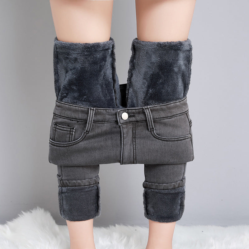 Elise Chambord | High Waist Fleece-Lined Skinny Denim Pants For Women