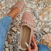 Luciana Velthorpe | Beige Perforated Slip-On Comfort Flats