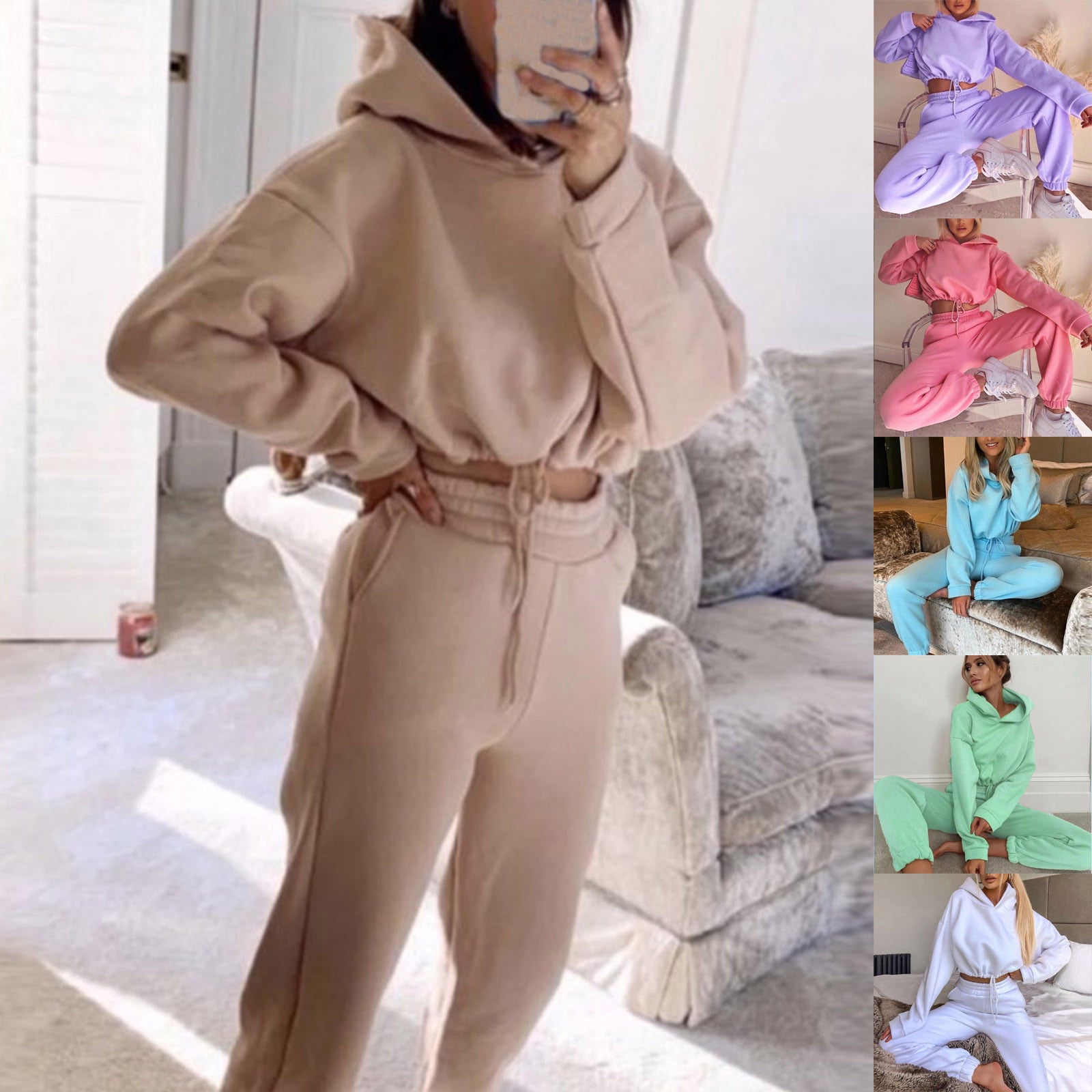 Sienna Whitfield | Cropped Hoodie Jogger Set For Women