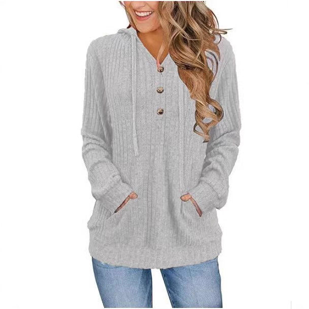Lucia Ferrante | Wine Red Hooded Rib-Knit Sweater For Women