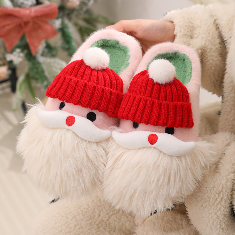 Snowball Hug | White Santa Beard Christmas Slippers For Women