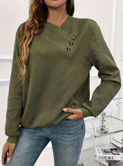 Priscilla Landry | Asymmetrical Button-Front Sweatshirt For Women