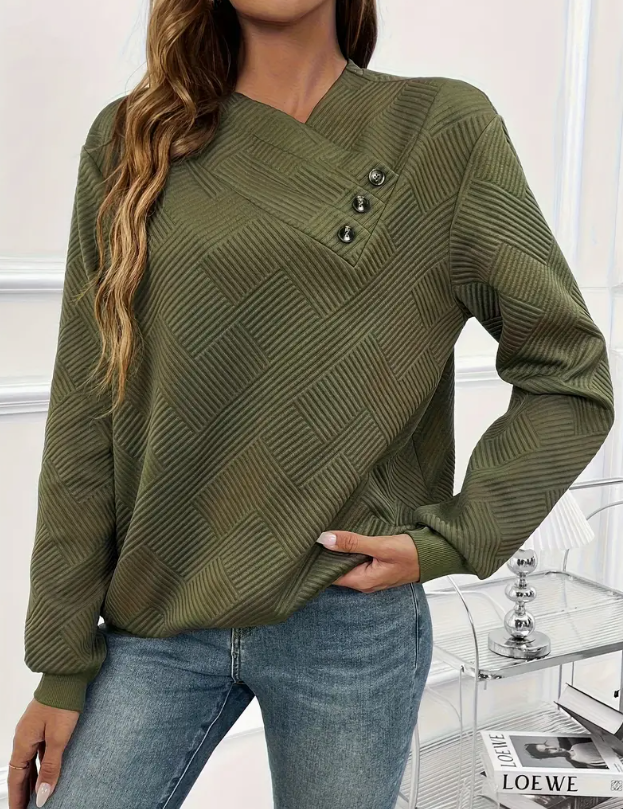 Priscilla Landry | Asymmetrical Button-Front Sweatshirt For Women