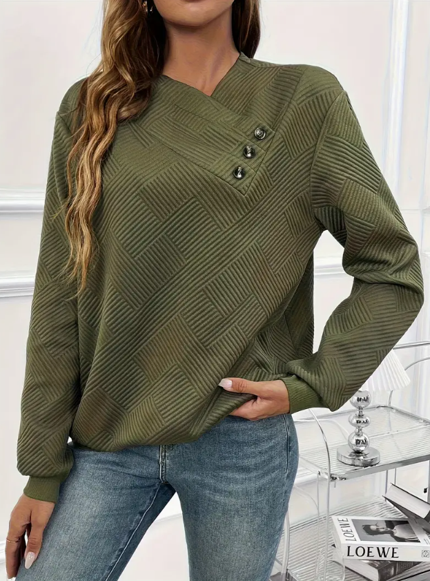 Priscilla Landry | Asymmetrical Button-Front Sweatshirt For Women