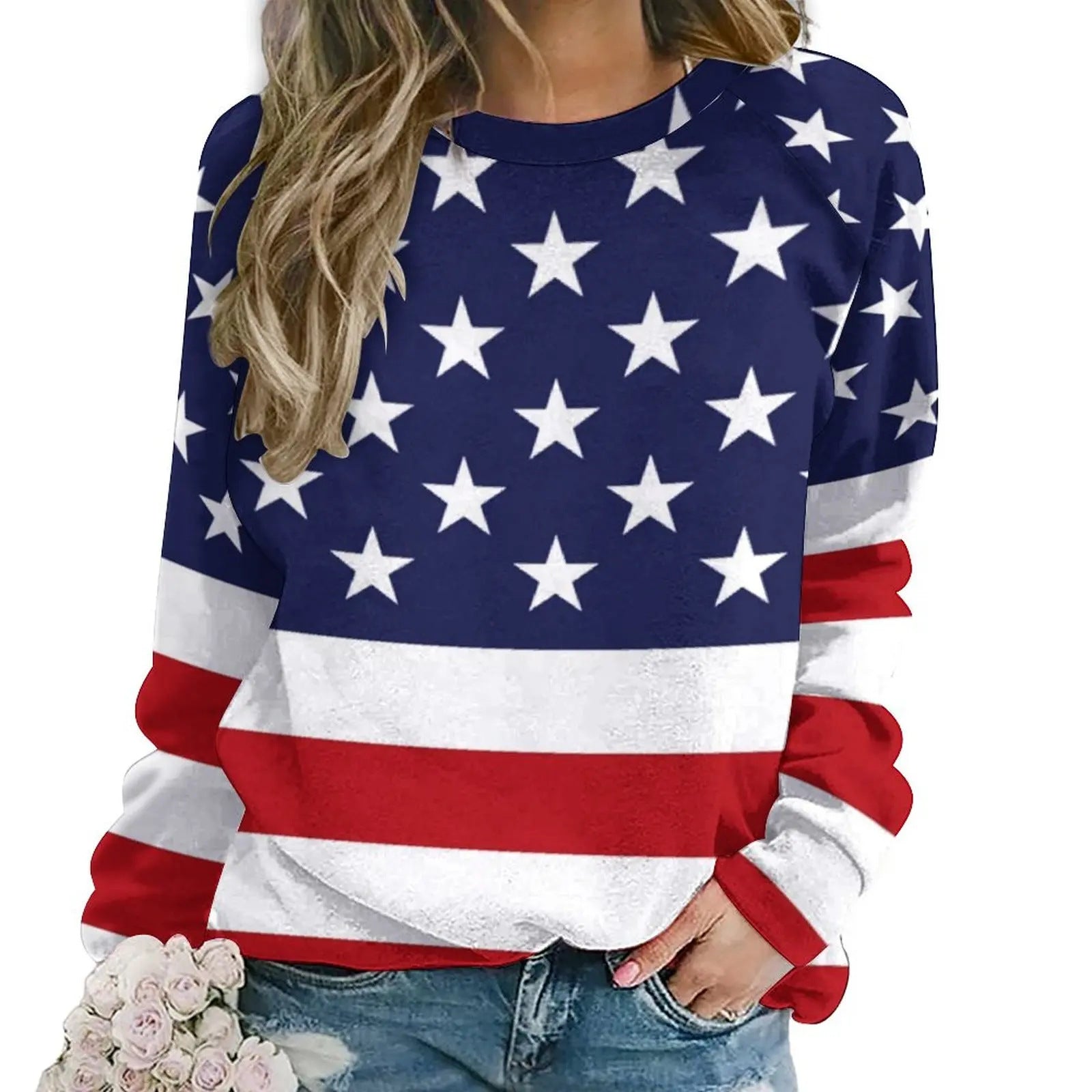 Scarlett Monroe | American Flag Print Sweatshirt For Women
