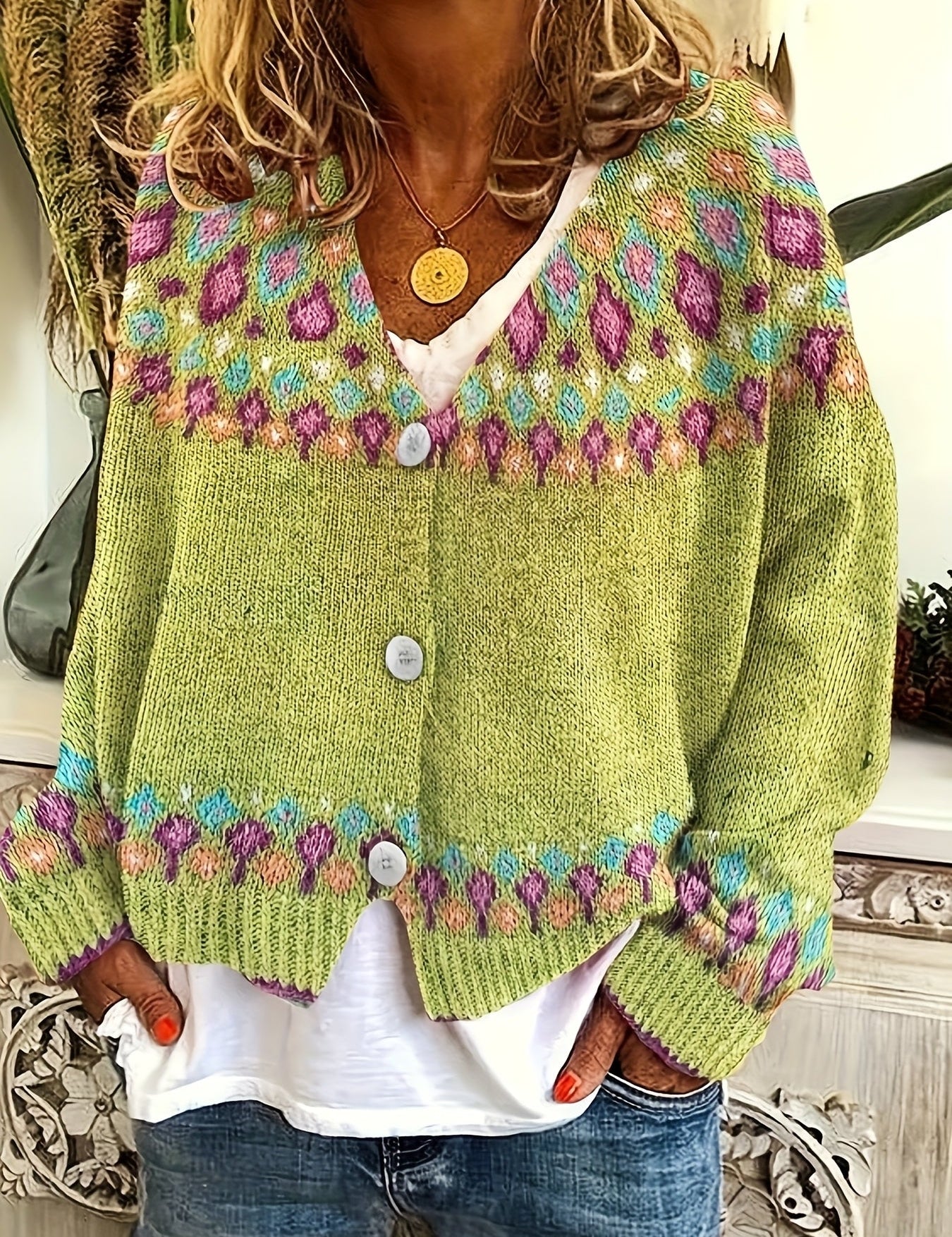 Adriana Lindqvist | Nordic Patterned Cardigan For Women