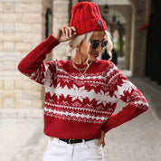 Snow Cheer | Green Heart Fair Isle Christmas Sweater For Women