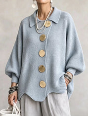 Gentry Colewood | Scalloped Hem Collared Button Cardigan For Women