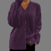 Clara Bennington | Cable-Knit Button-Front Cardigan For Women