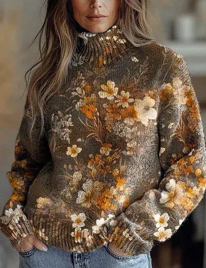 Marianne Castellucci | Floral-Print Turtleneck Sweater For Women