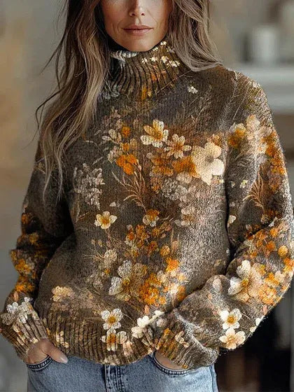 Marianne Castellucci | Floral-Print Turtleneck Sweater For Women