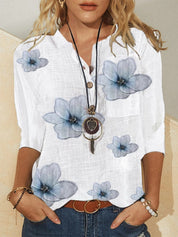Elara Beauchamp | Floral Print Button-Front Blouse For Women