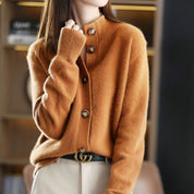 Celeste Armand | Stand Collar Knitted Cardigan Sweater For Women