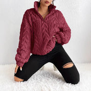 Adele Sorensen | Cable Knit Quarter-Zip Pullover For Women