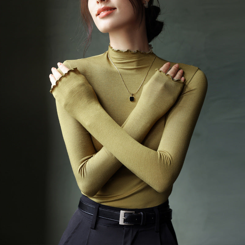 Fleur Dumont | Ruffle Mock Neck Long Sleeve Top For Women