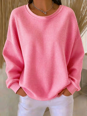 Nadia Brennan | Waffle Knit Oversized Pullover Sweatshirt For Women