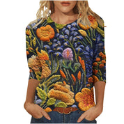 Isadora Winslow | 3D Floral Print Round Neck Top For Women