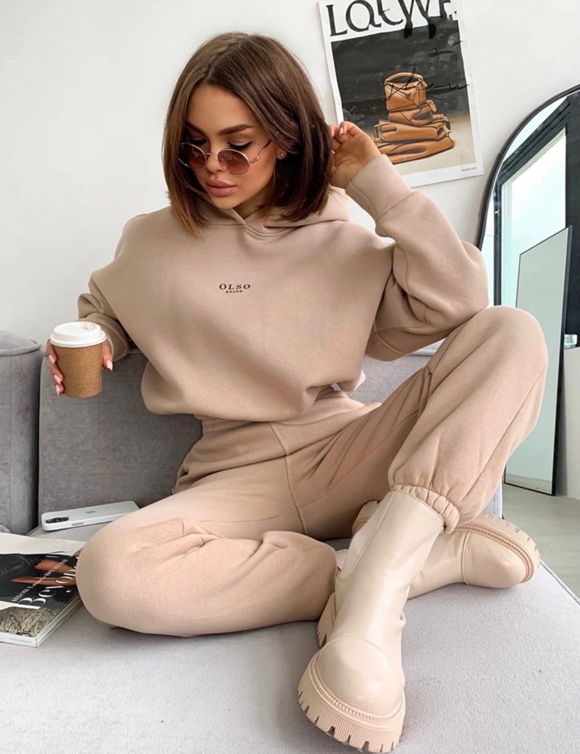 Rosalind Hartley | Knitted Fleece Two-Piece Lounge Set For Women