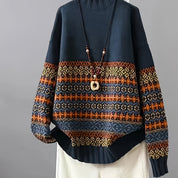 Thea Windmore | Vintage Jacquard Loose-Fit Sweater For Women