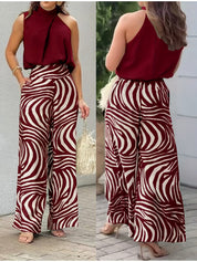Colette Vasari | Zebra Print Wide-Leg Two-Piece Set For Women