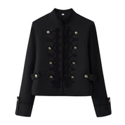 Helene Cadieux | Military-Style Cropped Jacket With Braided Trim For Women
