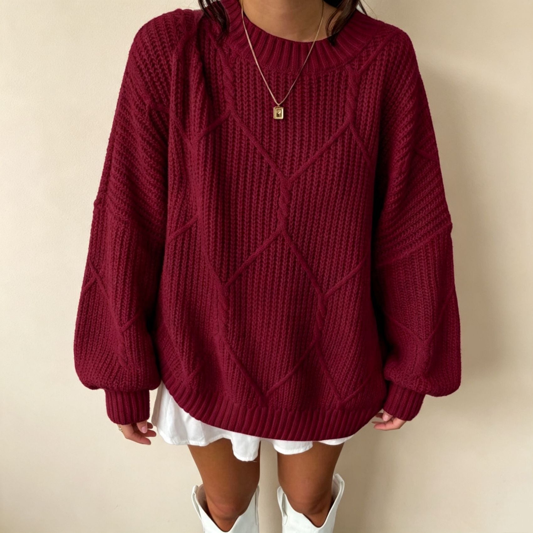 Margot Delvaux | Chunky Cable-Knit Oversized Sweater For Women