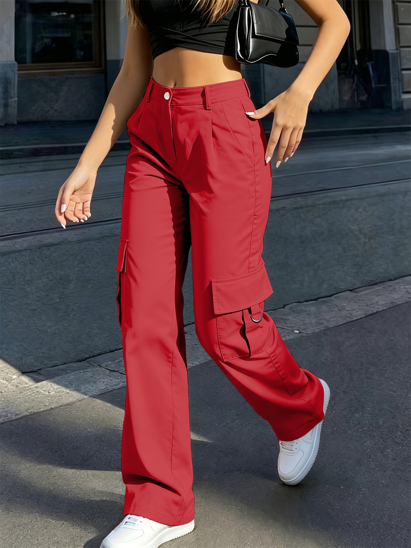 Sabine Hollande | High-Waisted Wide-Leg Cargo Pants For Women