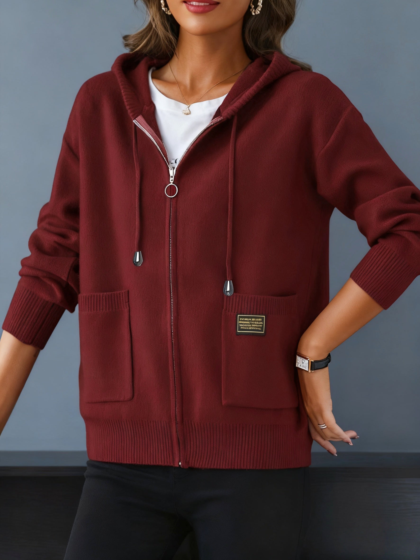 Marceline Dupraz | Cozy Zip-Up Hooded Sweater For Women