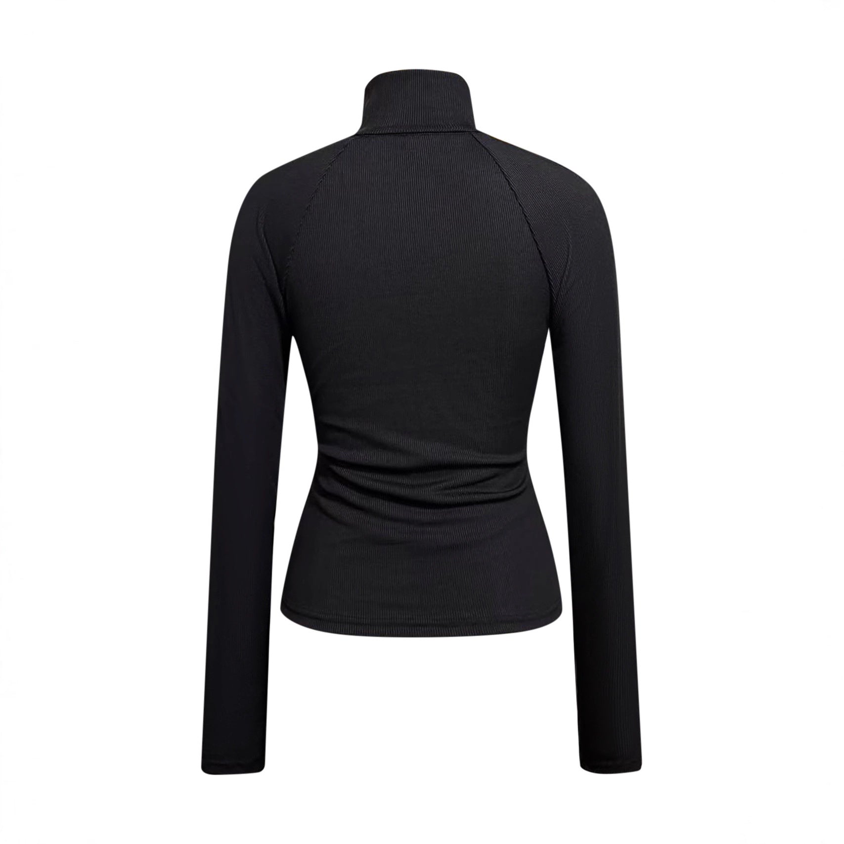 Ines Chatelain | Ribbed Knit Zip Turtleneck Top For Women