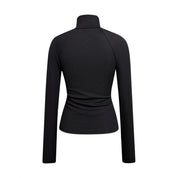 Ines Chatelain | Ribbed Knit Zip Turtleneck Top For Women