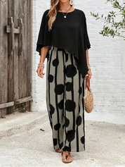 Odessa Fairverne | Women's Batwing Top & Wide Leg Print Pants Set