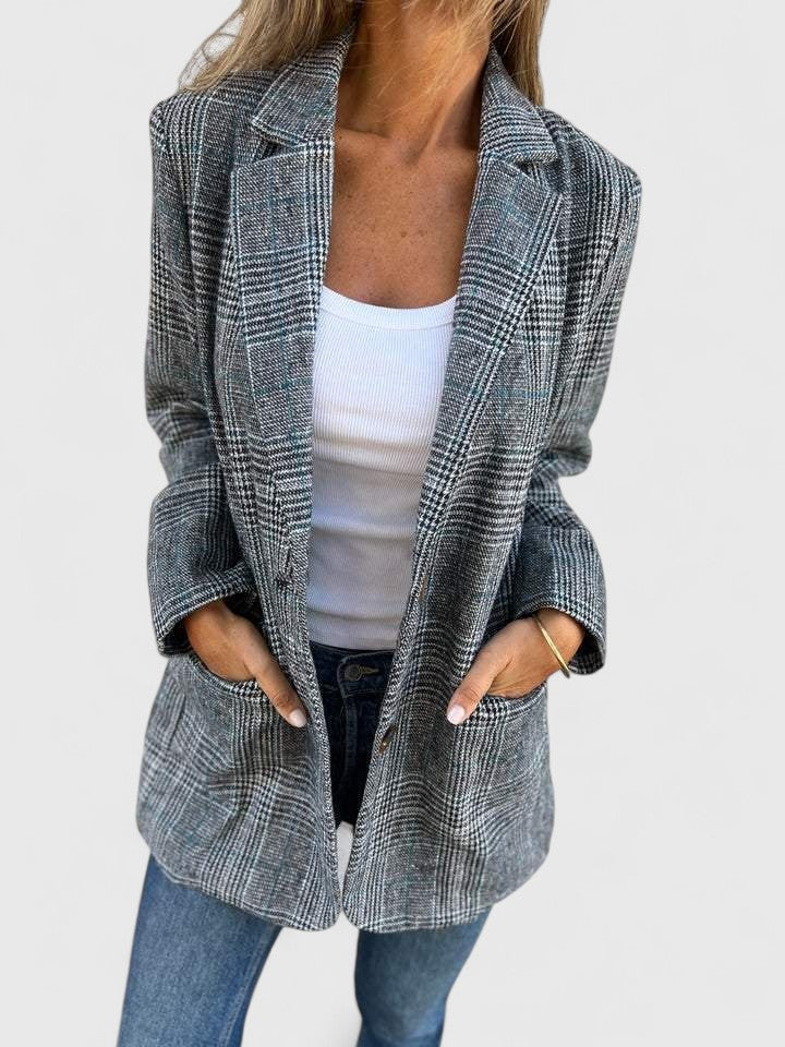 Victoria Pemberton | Grey Plaid Oversized Blazer