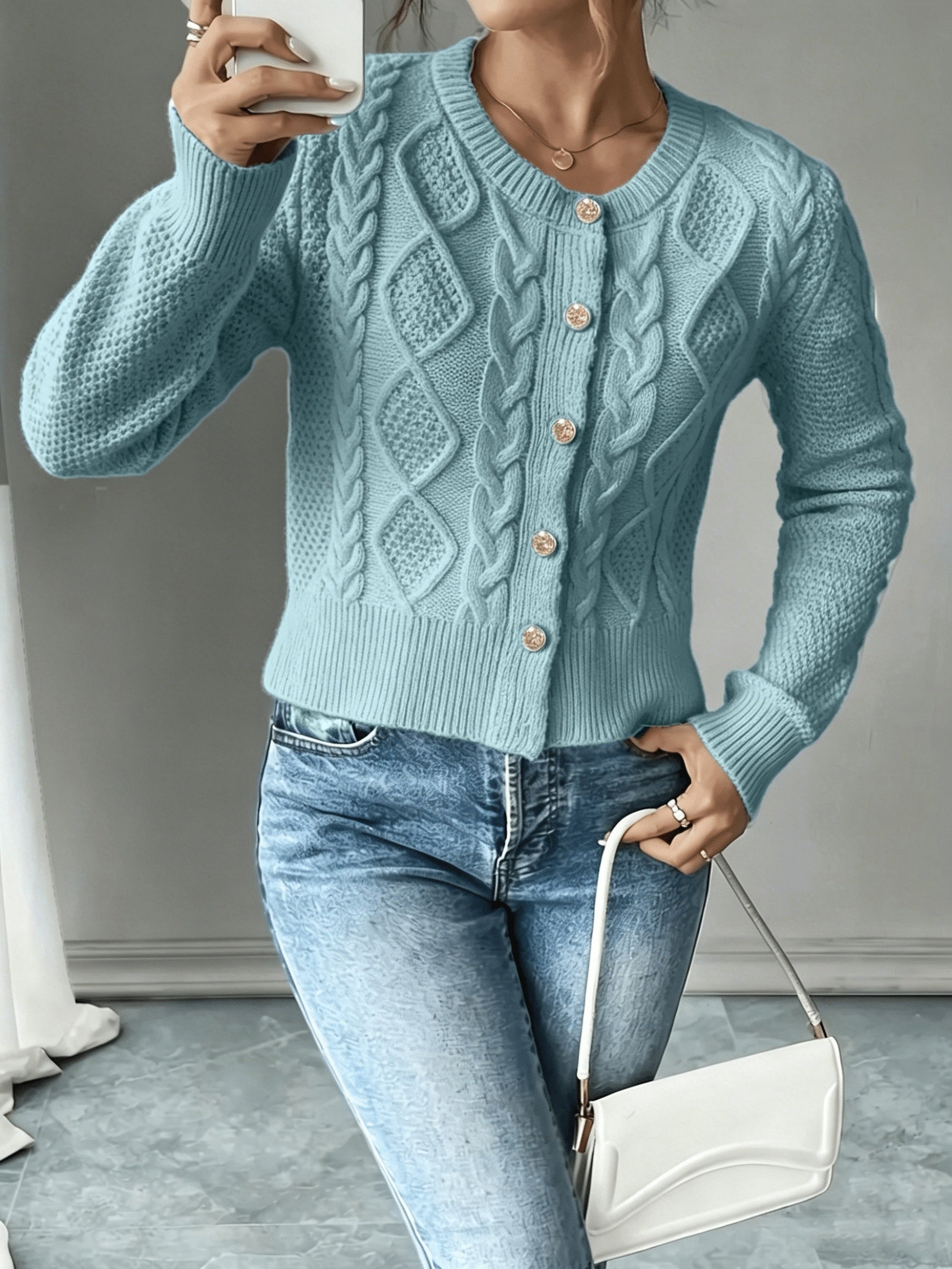 Vittoria Rossignol | Cable-Knit Button-Front Cardigan For Women