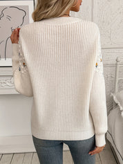 Isadora Beaumarchais | Floral Embroidered Knit Sweater For Women