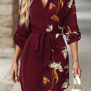 Émilie Sarrault | Belted Crane Print Mini Shirt Dress