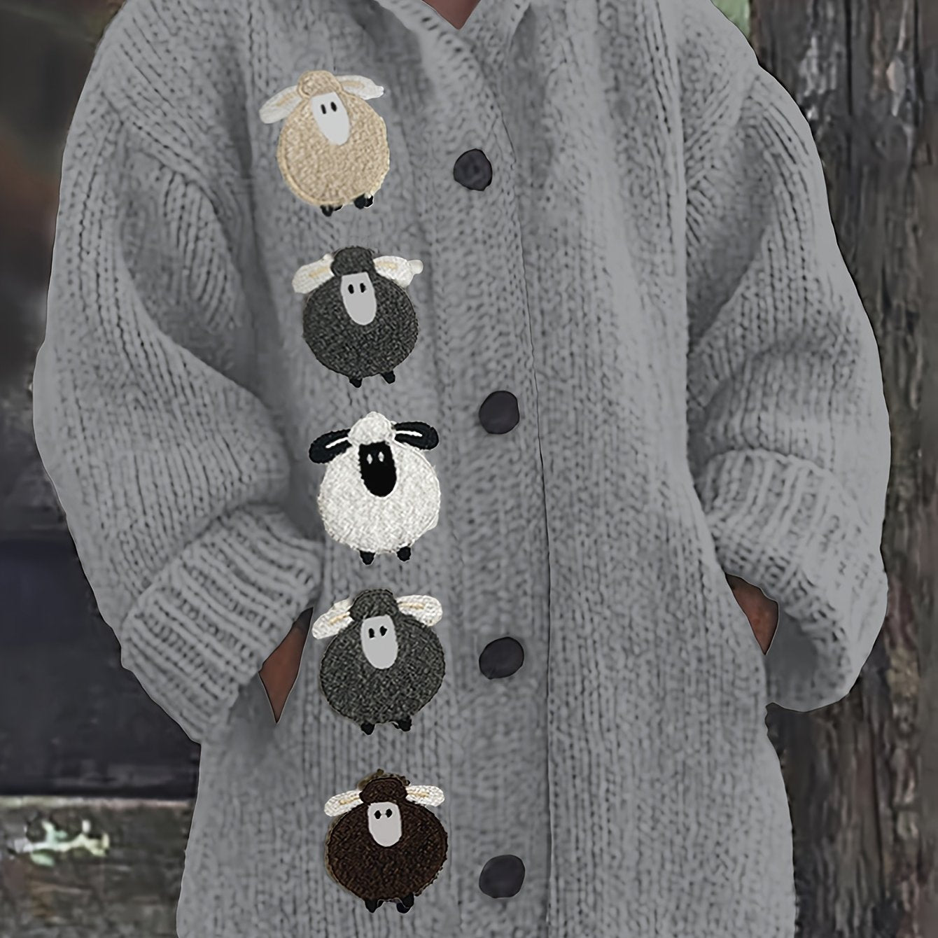 Theodora Winslet | Cozy Hooded Sweater With Sheep Patch Detail For Women