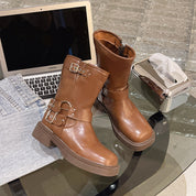 Palmer Selcombe | Black Buckle Chunky Ankle Boots For Women