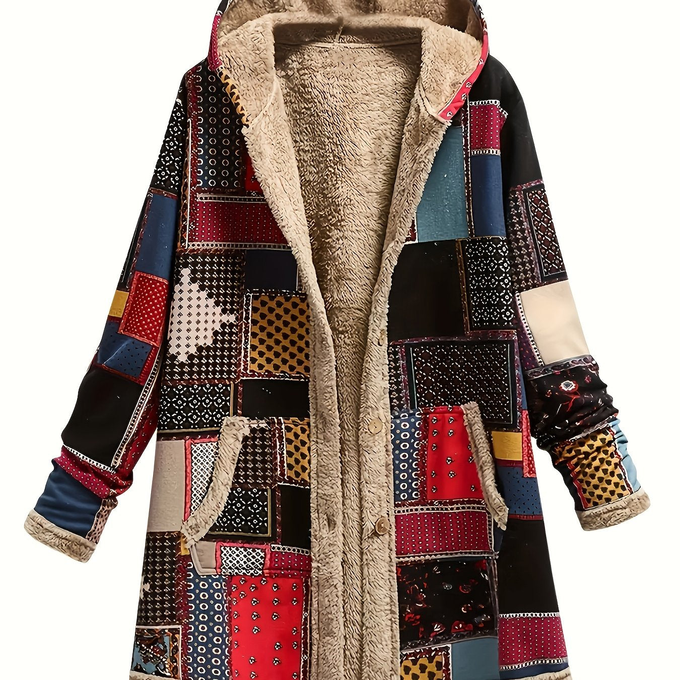 Noa Bergerac | Patchwork Hooded Longline Jacket For Women