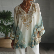 Rosalie Fontanel | Floral Print V-Neck Blouse For Women