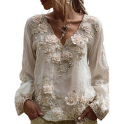Rosalie Fontanel | Floral Print V-Neck Blouse For Women