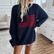 Sloane Hartfield | American Flag Oversized Sweater For Women