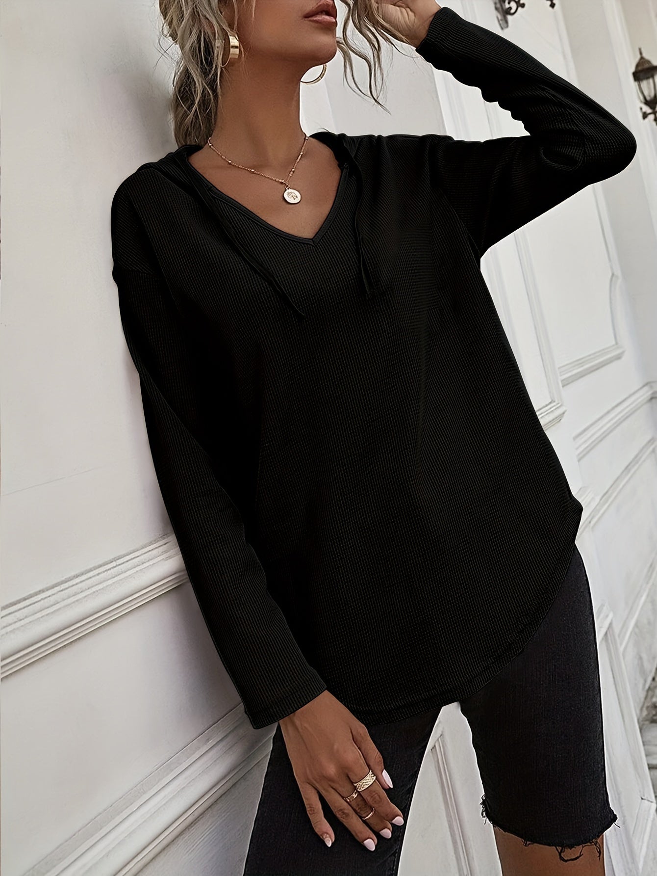 Naomi Verlaine | Relaxed V-Neck Hoodie For Women