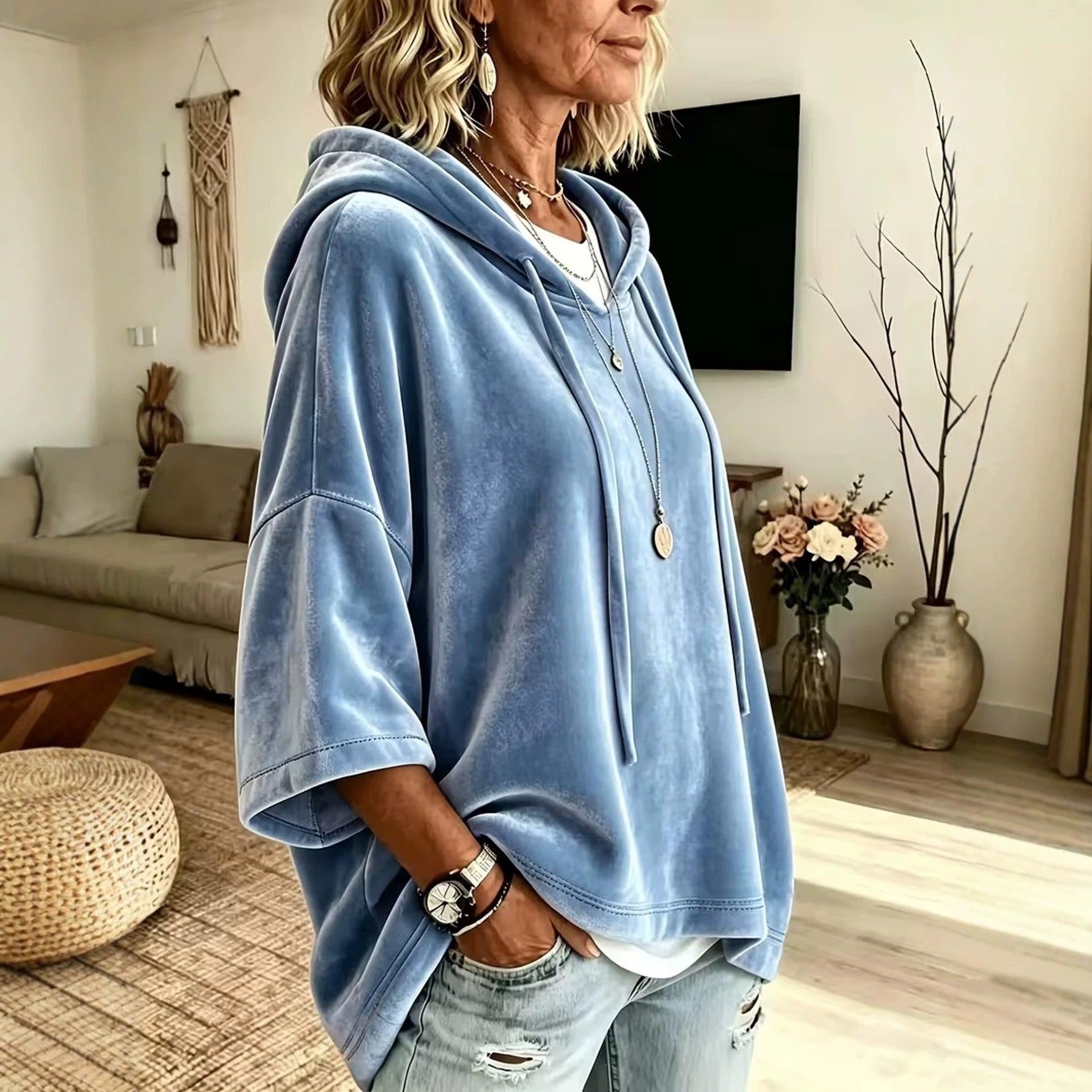 Camille Dufresne | Velvet Batwing Hoodie For Women