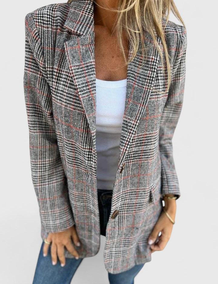 Victoria Pemberton | Grey Plaid Oversized Blazer