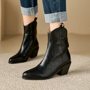 Marisol Chevrier | Leather Cowboy Boots With Block Heel For Women